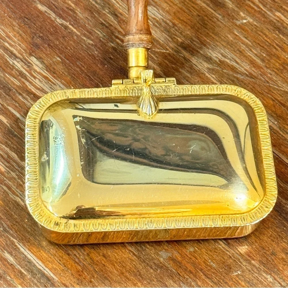 Vintage Italian 24kt Gold Plated Silent Butler Crumb Catcher with Wood Handle - Picture 8 of 12